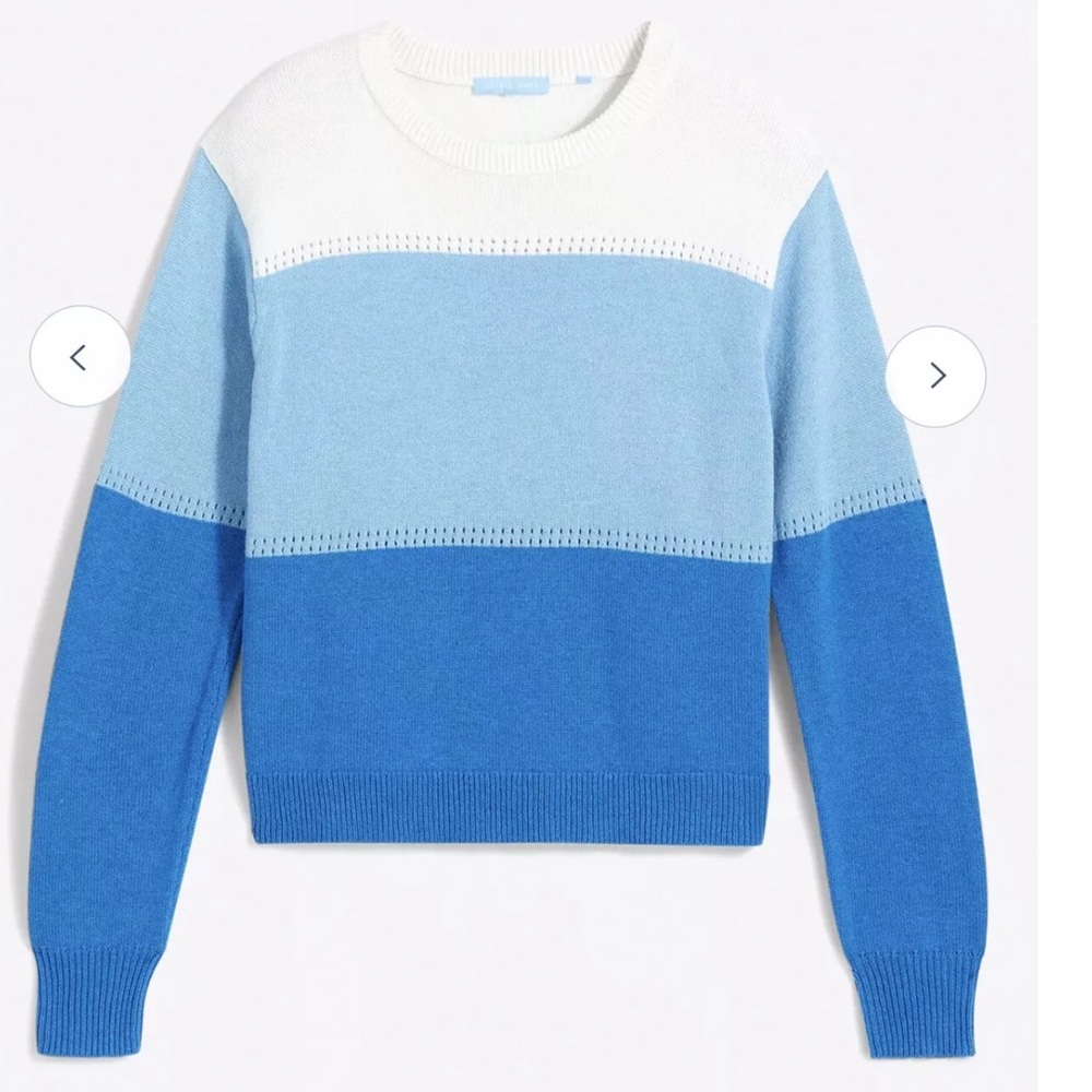 Draper James Crewneck Sweater in Blue & White Colorblock. Size XXL